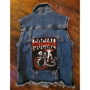 Social Distortion studded punk rock baby, toddler rocker recycled denim punk kid